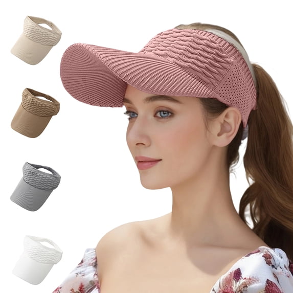 Women’s Open-Top Breathable UV-Protection High-Ponytail Sun Visor for Outdoor Sports Such as Running, Golf, Tennis