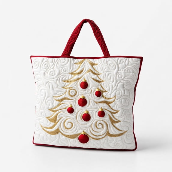 Women’s Open‑Top Foldable Christmas Quilted Large Tote Handbag, Shoulder Carryall Bag, Multi‑Scene Holiday Bag for Beach Travel Work College Daily Shopping Use