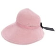 thumbnail image 1 of Women's Open Top Sun Visor Hat, Foldable Wide Brim Straw Style Beach Hat, Bow Detail Summer Sun Hat for Vacation, Travel, and Casual Wear - Pink, 1 of 3