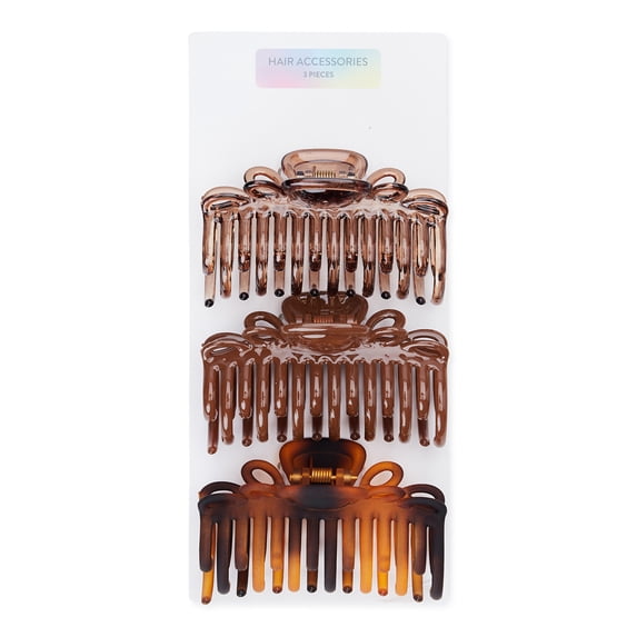 Women's Openwork Claw Hair Clips, 3-Pack