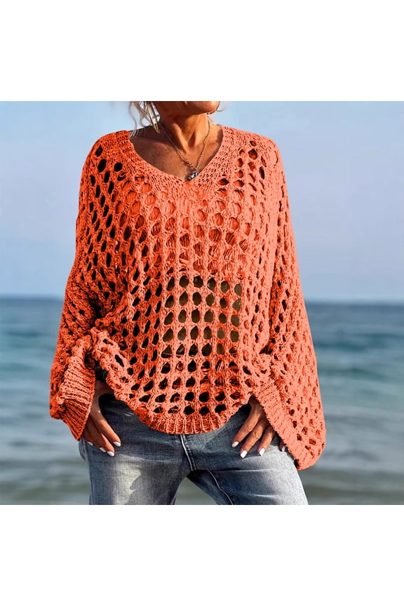 Women's Openwork Knit Loose Cover-Up - Lightweight Breathable Beach & Resort Wear