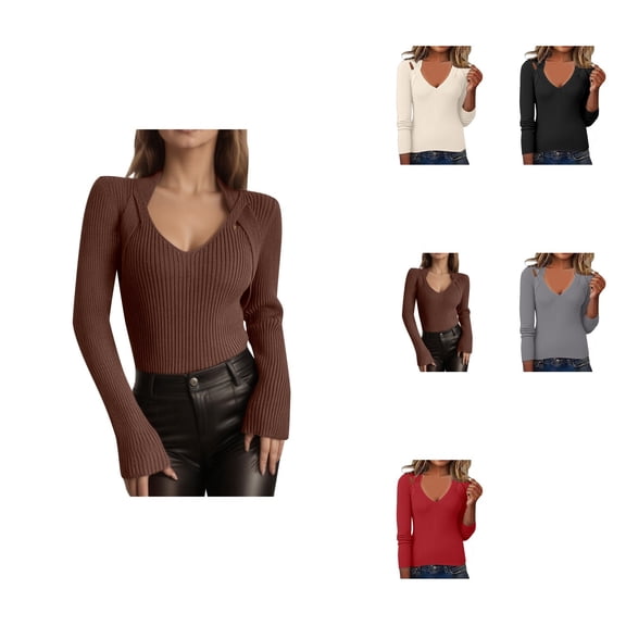 Women's Openwork Knit Sweater Top – Long Sleeve Casual Crewneck Loose Fit Tunic Blouse Pullover for Fall Winter