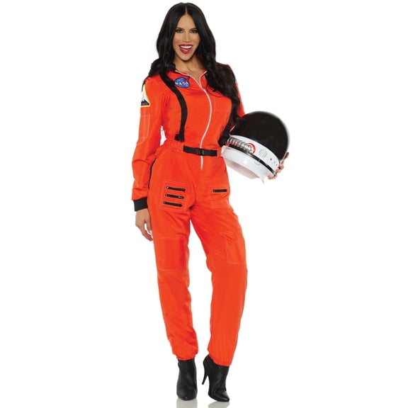 Women's Orange Astronaut Female Cut Jumpsuit Costume Small 4-6