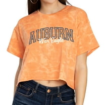 Women's Orange Auburn Tigers Kimberly Tie-Dye Tri-Blend Cropped T-Shirt