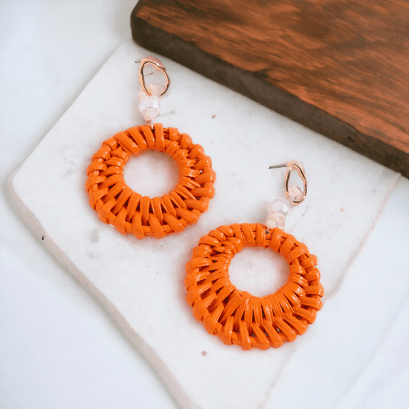Women's Orange Circle Harper Drop Earrings by Elsie & Zoey
