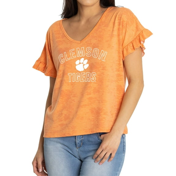Women's Orange Clemson Tigers Daisy Tri-Blend V-Neck T-Shirt
