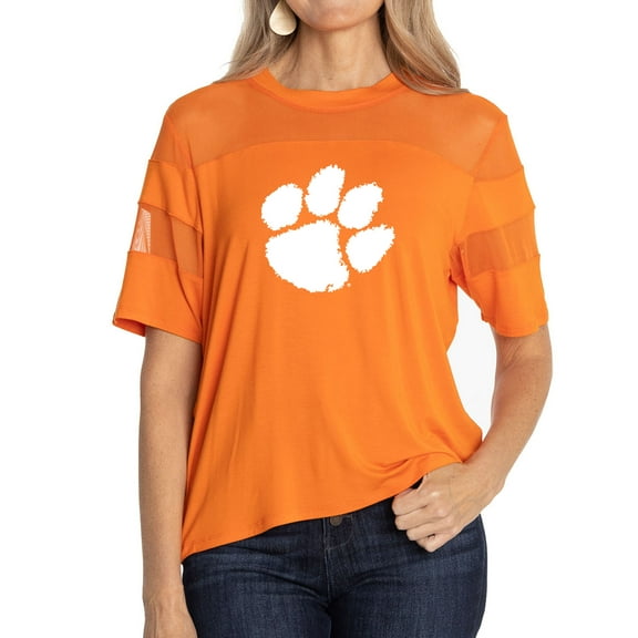 Women's Orange Clemson Tigers Relaxed Avery Power Mesh Fashion Jersey