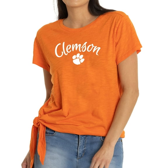 Women's Orange Clemson Tigers Sophie Side-Tie T-Shirt