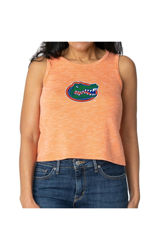 Women's Orange Florida Gators Brie Sandwash Tri-Blend Cropped Tank Top