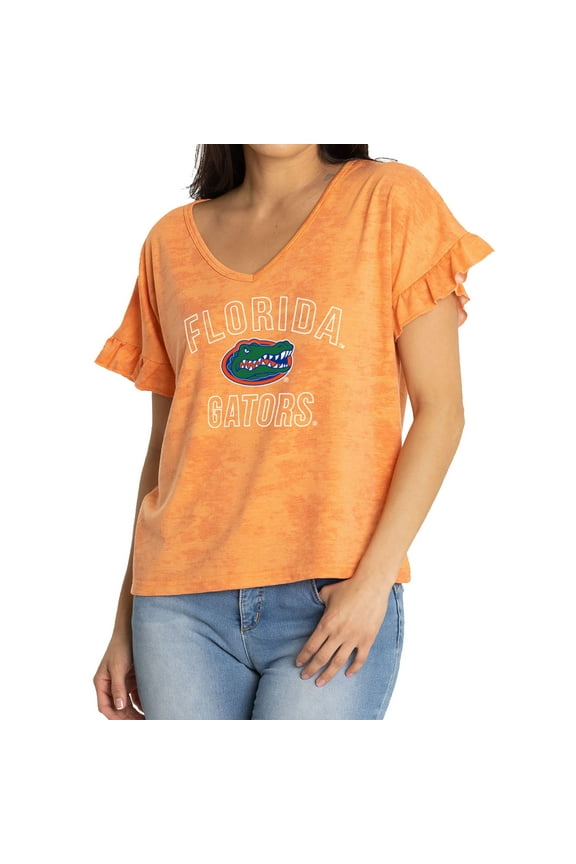 Women's Orange Florida Gators Daisy Tri-Blend V-Neck T-Shirt