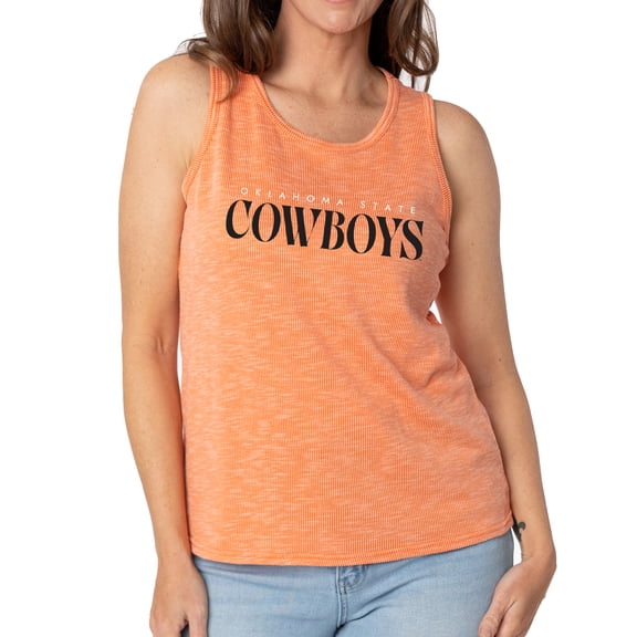 Women's Orange Oklahoma State Cowboys Blake Sandwash Rib-Knit Tri-Blend Tank Top
