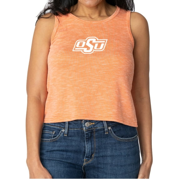 Women's Orange Oklahoma State Cowboys Brie Sandwash Tri-Blend Cropped Tank Top