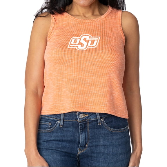 Women's Orange Oklahoma State Cowboys Brie Sandwash Tri-Blend Cropped Tank Top