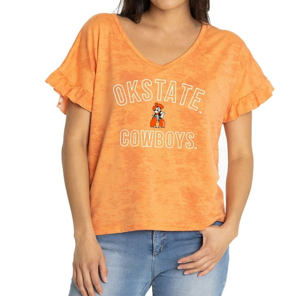 Women's Orange Oklahoma State Cowboys Daisy Tri-Blend V-Neck T-Shirt