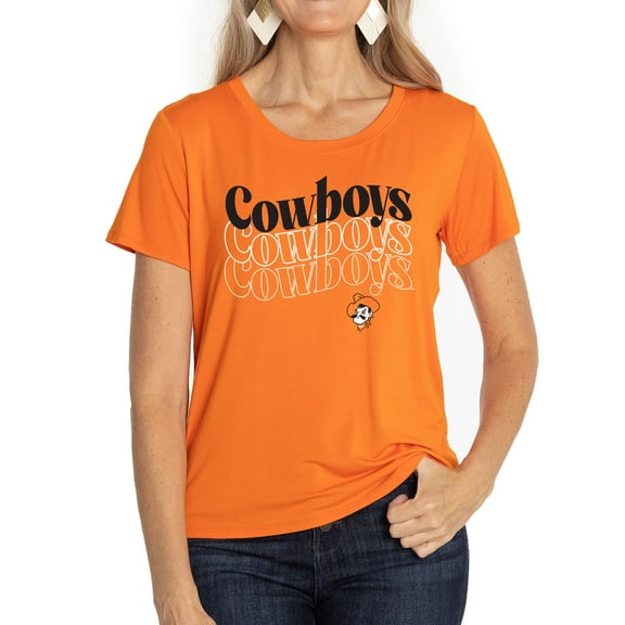 Women's Orange Oklahoma State Cowboys Relaxed Scarlet Scoop Neck T-Shirt