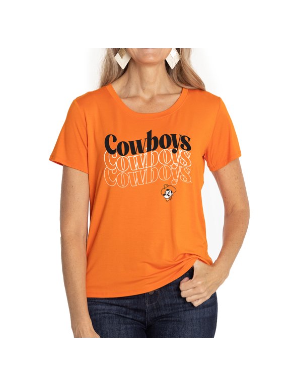 Women's Orange Oklahoma State Cowboys Relaxed Scarlet Scoop Neck T-Shirt