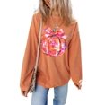 thumbnail image 1 of Women's Orange Pumpkin Bow Graphic Crewneck Sweatshirt for Thanksgiving [ZhiHiMeRi] | (US 20-22)2XL, 1 of 10