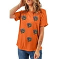 thumbnail image 1 of Women's Orange Thanksgiving Turkey Sequin Graphic T-Shirt – Casual Style for Festive Celebrations | 2XL, 1 of 7