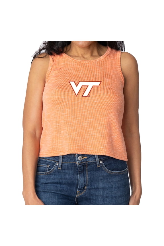 Women's Orange Virginia Tech Hokies Brie Sandwash Tri-Blend Cropped Tank Top
