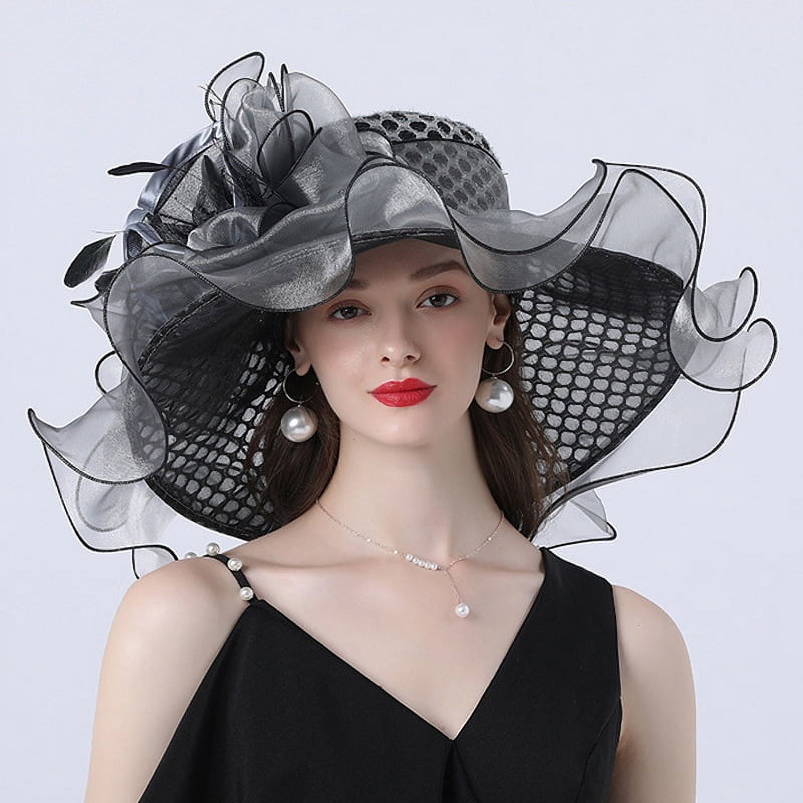 5485 Women Organza Hat Church Cap Hats Cocktail Tea Party Wedding Bridal Women Church Hats Organza Tea Hats,Fascinator Bridal Tea  main image 3