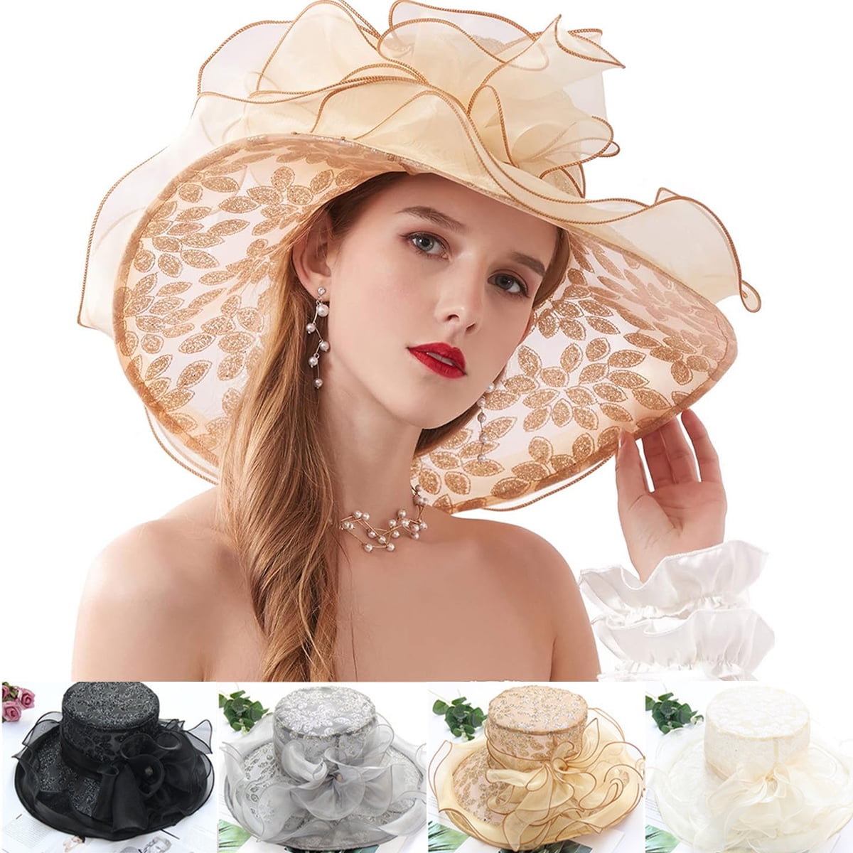 Womens Organza Church Hat Fascinator Bridal Floral Tea Party Wedding