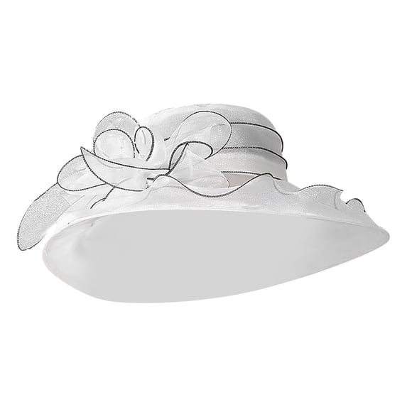 Women's Organza Church Hat Wide Brim Fascinator Sun Hat for Adults Tea Party Wedding Bridal Floral Headwear Elegant Summer Dress Cap Sunshade Fashion Accessory