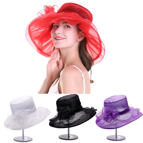 Women's Organza Derby Hat Fascinator for Wedding Bridal Tea Party/Purple