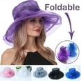 thumbnail image 1 of Women's Organza Flower Brim Derby Hat Church Dress Hat Bridal Shower Sun Hat, 1 of 5
