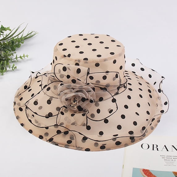 Women's Organza Flower Wide Brim Bucket Hat, UV Protection Sun Hat for Beach, Vacation, Summer Outdoor Activities, Lightweight Elegant Fashion Accessory, Boho Style Cover Up-B