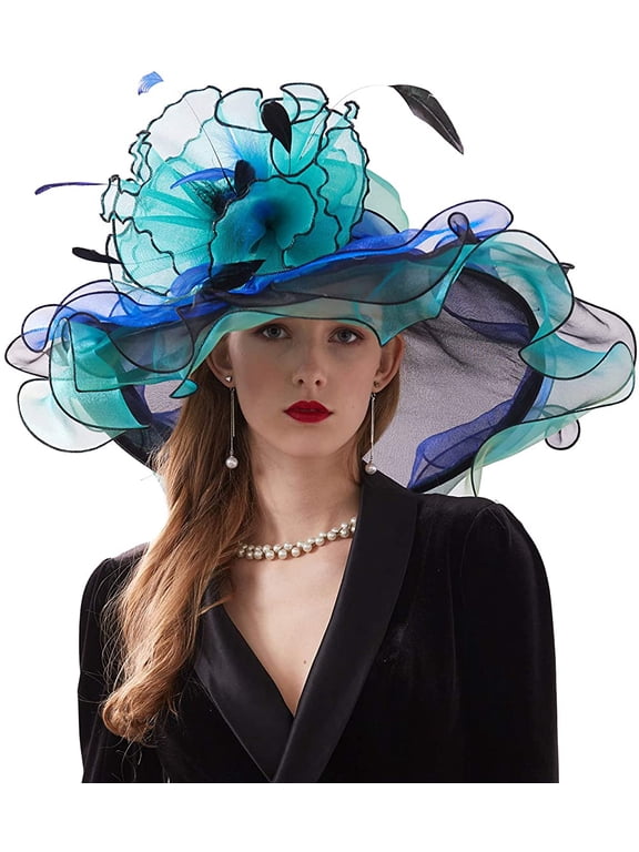 Women's Organza Saturday Horse Racing Derby Day Wide Brim Church Hat