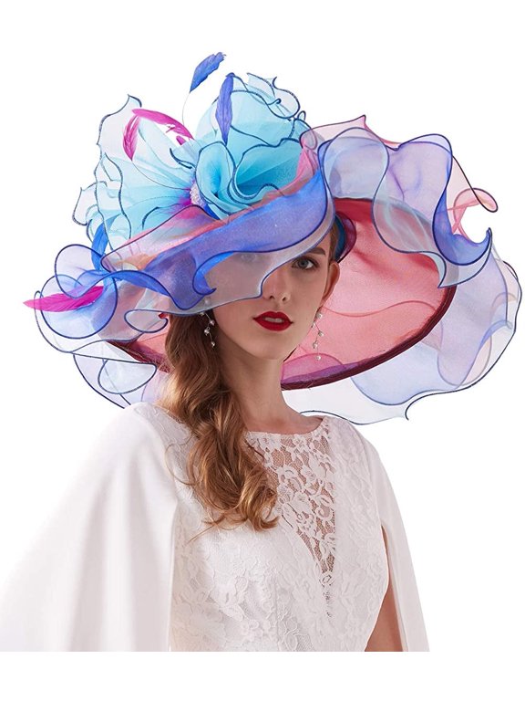 Women's Organza Saturday Horse Racing Derby Day Wide Brim Church Hat