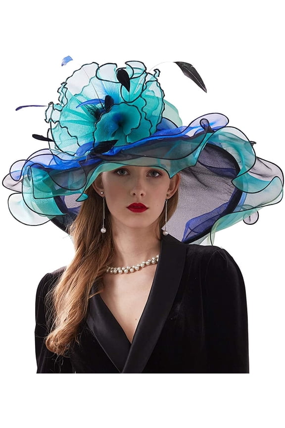 Women's Organza Saturday Horse Racing Derby Day Wide Brim Church Hat