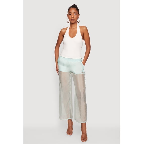 Women's Organza Varsity Stripe Straight Leg Pants