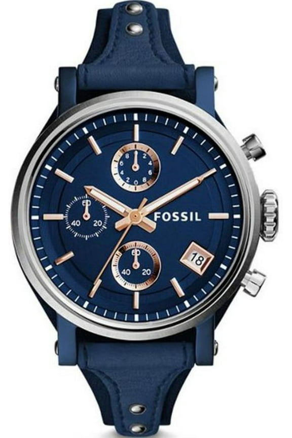 Women's Original Boyfriend ES4113 Blue Leather Quartz Fashion Watch