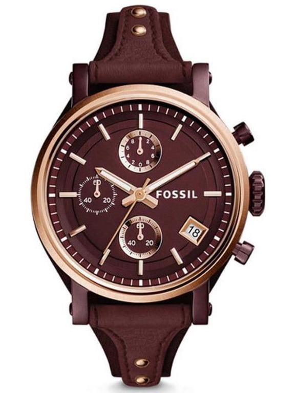 Women's Original Boyfriend ES4114 Wine Leather Quartz Fashion Watch