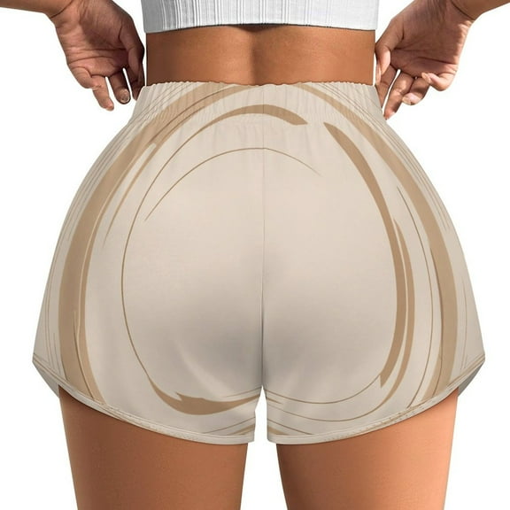 Women's Originals Shorts, Jersey Sports Shorts, Gym Shorts For Women, Beige Circle, 4XL, Plus Size Available