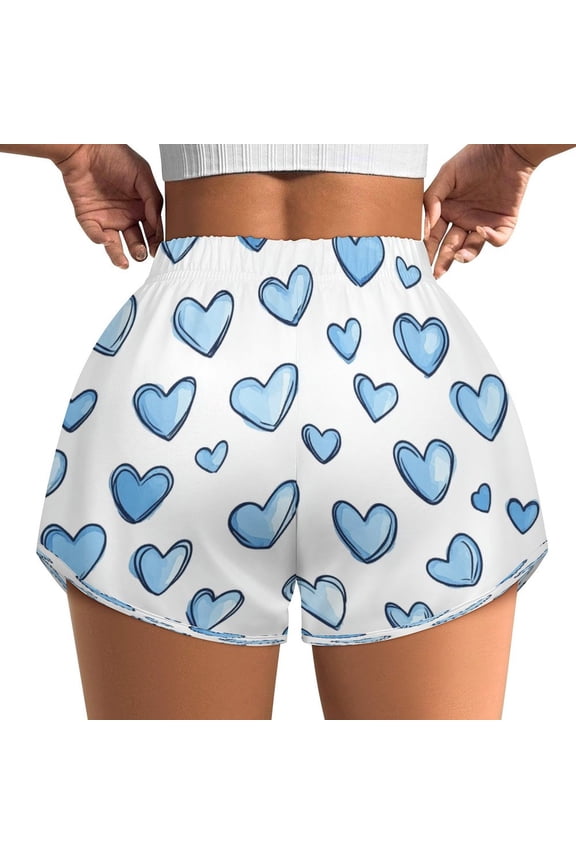 Women's Originals Shorts, Jersey Sports Shorts, Gym Shorts For Women, Blue Heart, 3XL, Plus Size Available