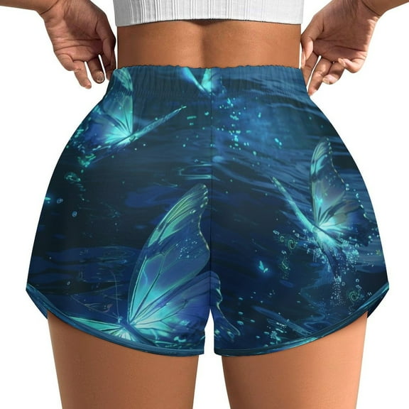 Women's Originals Shorts, Jersey Sports Shorts, Gym Shorts For Women, Butterfly Ocean, XS, Plus Size Available
