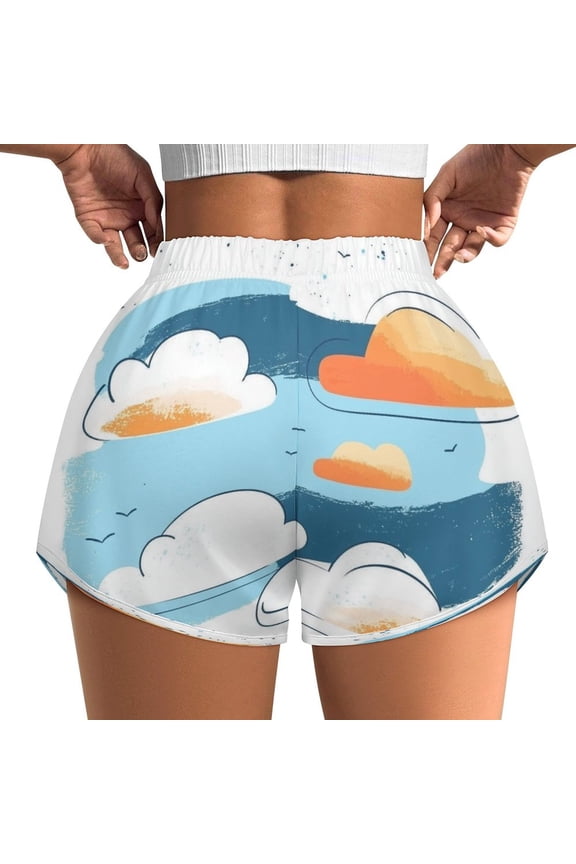 Women's Originals Shorts, Jersey Sports Shorts, Gym Shorts For Women, Hand Drawing Cloud, S, Plus Size Available