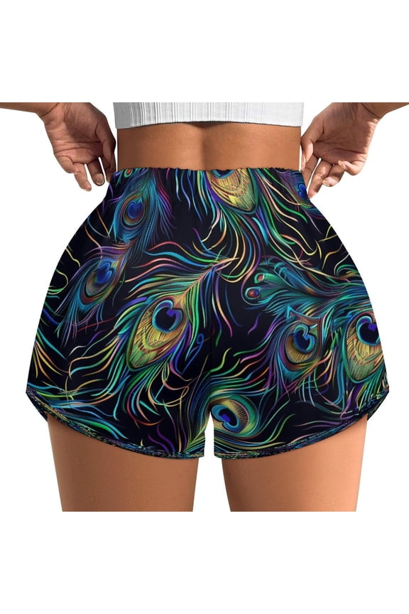 Women's Originals Shorts, Jersey Sports Shorts, Gym Shorts For Women, Peacock, 4XL, Plus Size Available