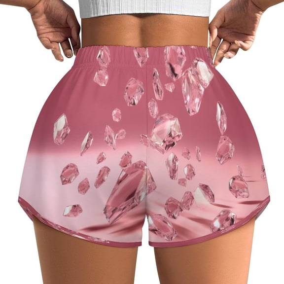 Women's Originals Shorts, Jersey Sports Shorts, Gym Shorts For Women, Pink Crystals, L, Plus Size Available