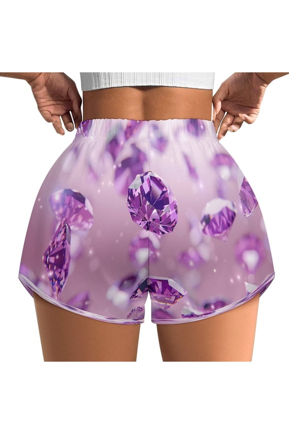 Women's Originals Shorts, Jersey Sports Shorts, Gym Shorts For Women, Purple Crystal, 5XL, Plus Size Available