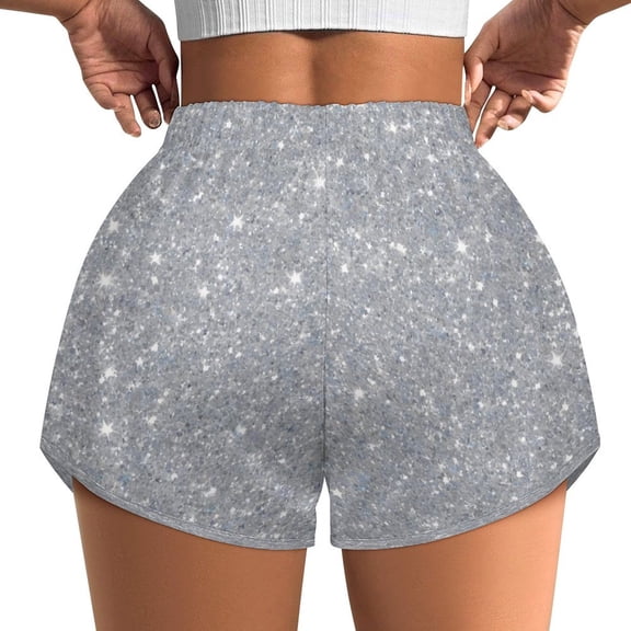 Women's Originals Shorts, Jersey Sports Shorts, Gym Shorts For Women, Silver Glitter, XS, Plus Size Available