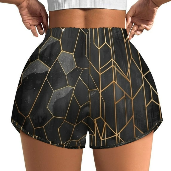 Women's Originals Shorts, Jersey Sports Shorts, Gym Shorts For Women, Vintage Black Gold, 2XL, Plus Size Available