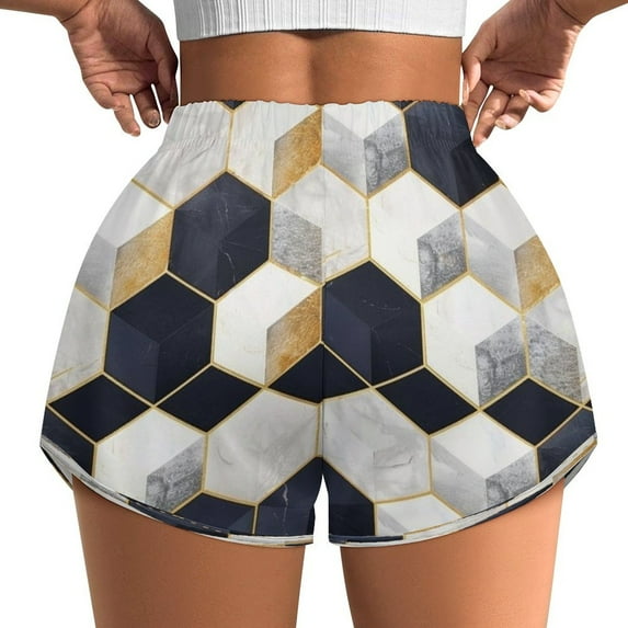 Women's Originals Shorts, Jersey Sports Shorts, Gym Shorts For Women, White Navy Cubes, S, Plus Size Available