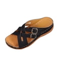 thumbnail image 1 of Women's Orthopedic Adjustable Strap Sandals Comfort Soft Sole Fashion Flat Womens Sandals with Arch Support Black 7.5(40), 1 of 9
