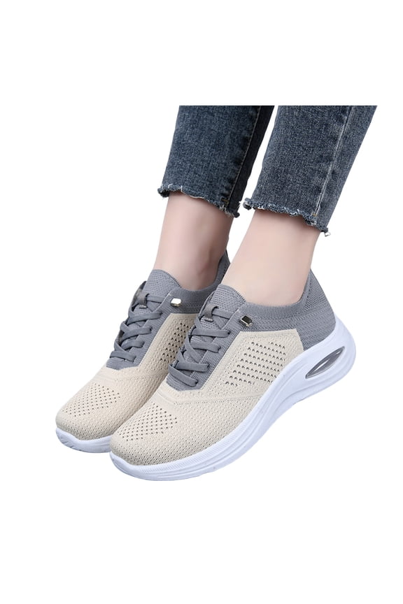 Women's Orthopedic Air Cushion Running Walking Nursing Shoes Comfortable Breathable Knit Slip on Work Sneakers