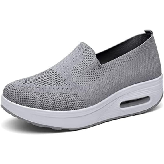 Women's Orthopedic Anti-Slip Sneakers,Summer Wedge Air Cushion Breathable Mesh Slip On Walking Shoes,Casual Wedge Sneakers.