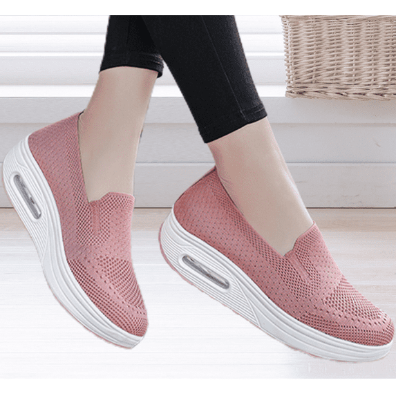 Women's Orthopedic Anti-Slip Sneakers,Summer Wedge Air Cushion Breathable Mesh Slip On Walking Shoes,Casual Wedge Sneakers.
