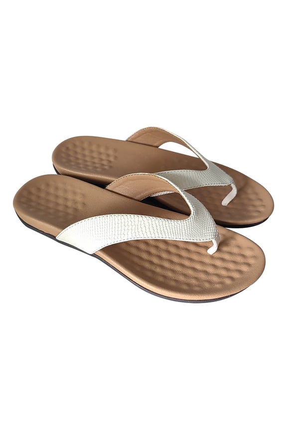 Women's Orthopedic Arch Support Flip Flops Comfortable Thong Sandals Foot Massage Slippers Soft Non Slip Beach Flip Flops Outdoor Walking Shoes White 42